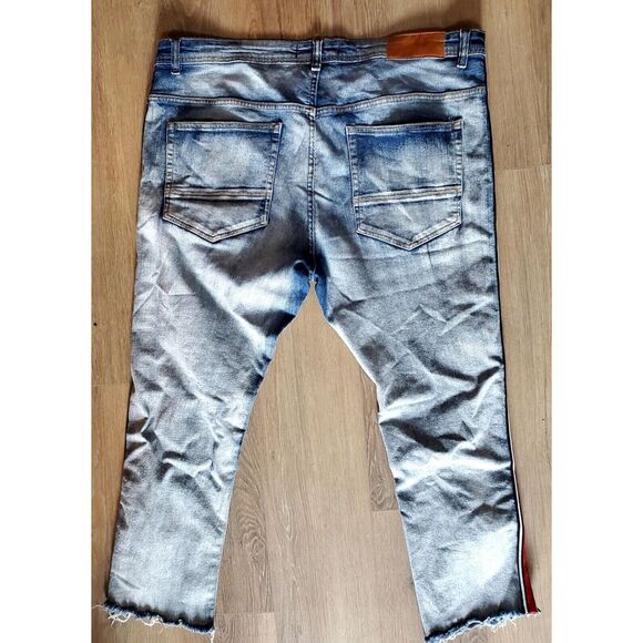 ARKETYPE Jeans Red Racing Stripe Sides 42X32 Men's Distressed 28" Selvege Hems - Picture 6 of 15